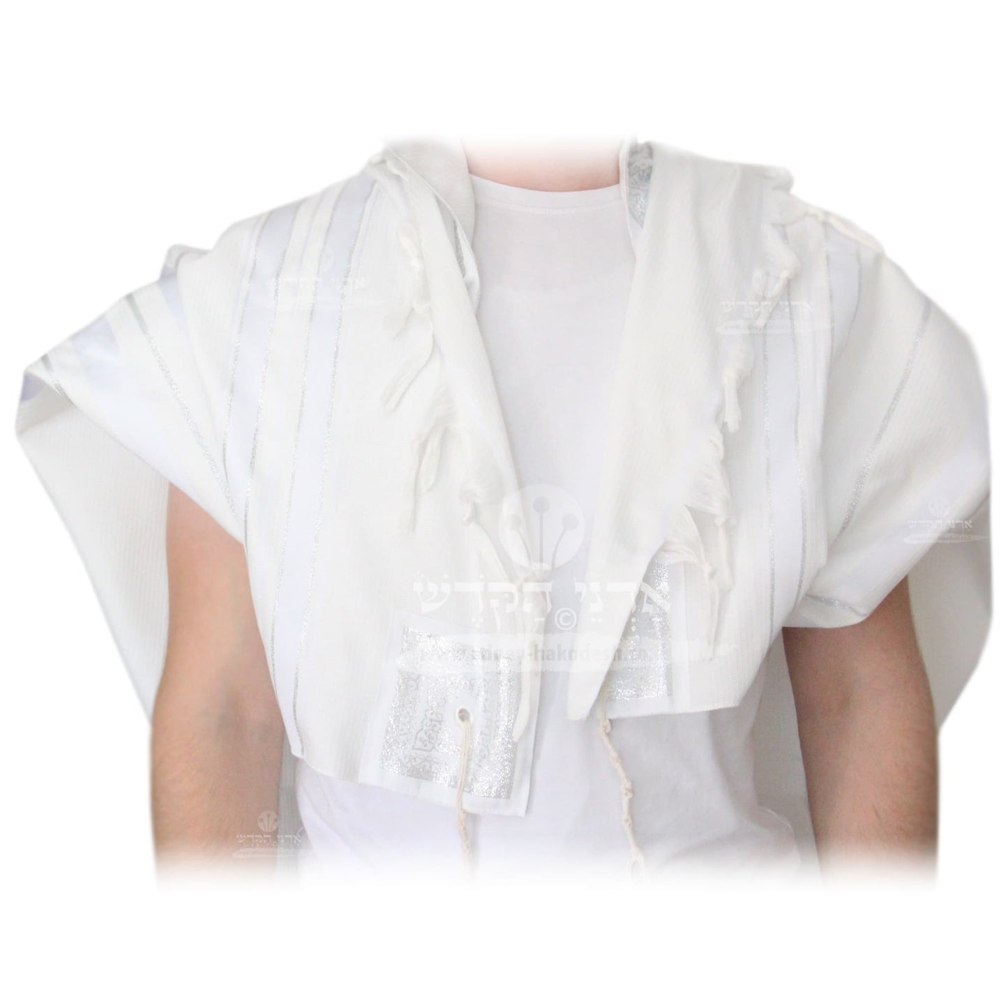 Tallit "Mofet" Chatanim (Grooms) - White Silver