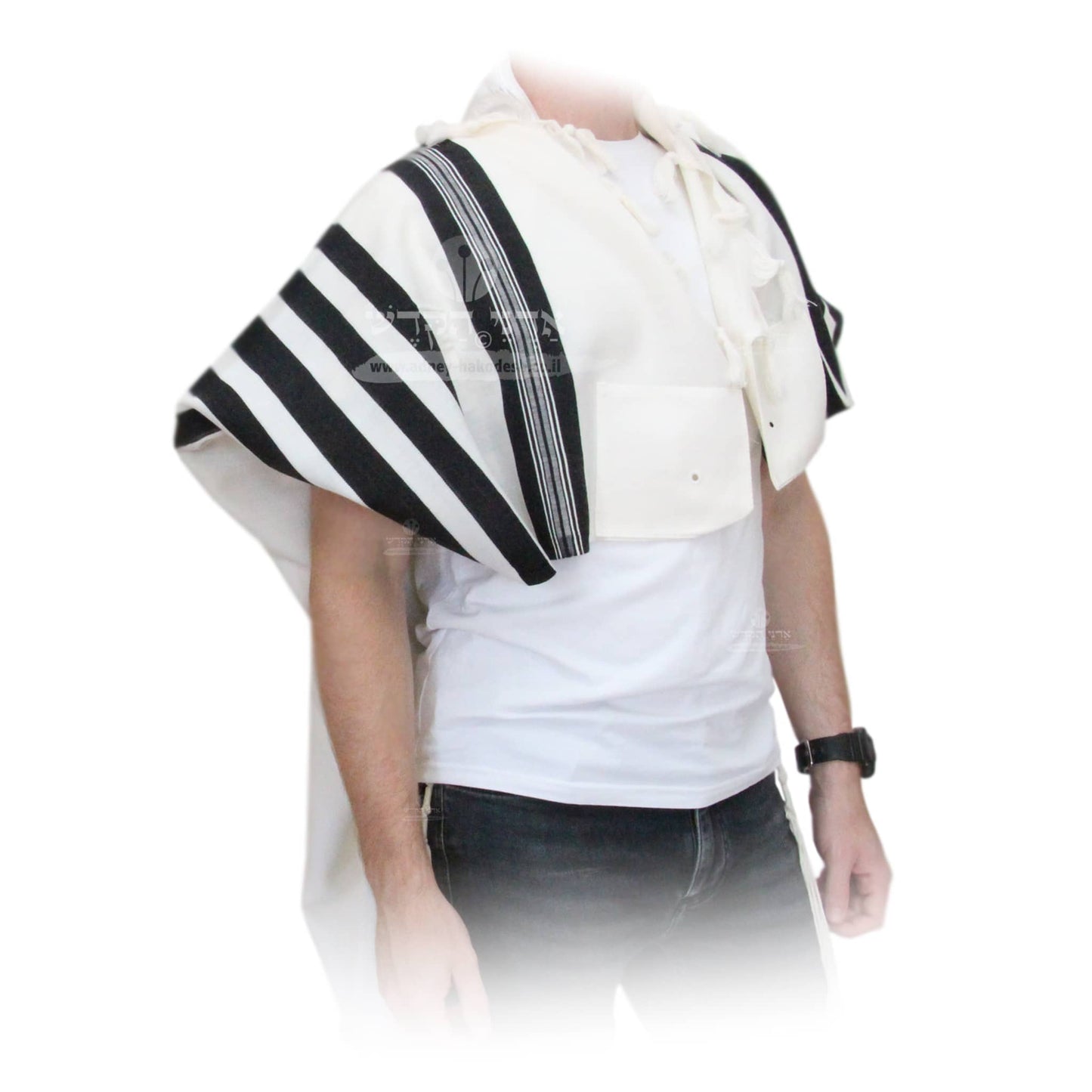 Tallit "Pe'er Kal" - White, Black