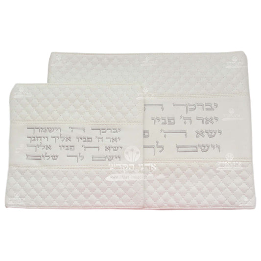 Tallit and Tefillin Bag Set - Faux Leather in Light Cream