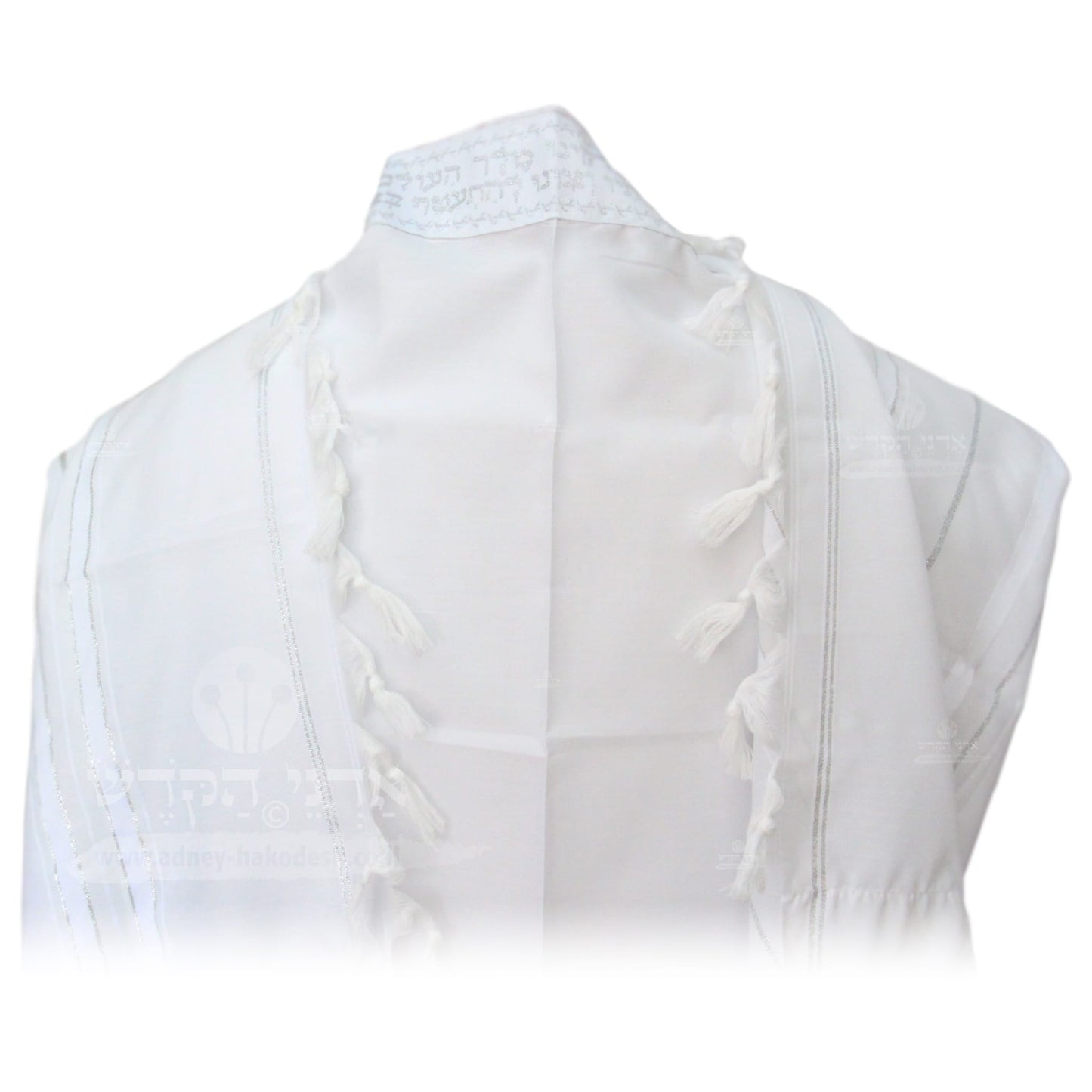 Tallit "Acrylic" - White Silver, Black Silver