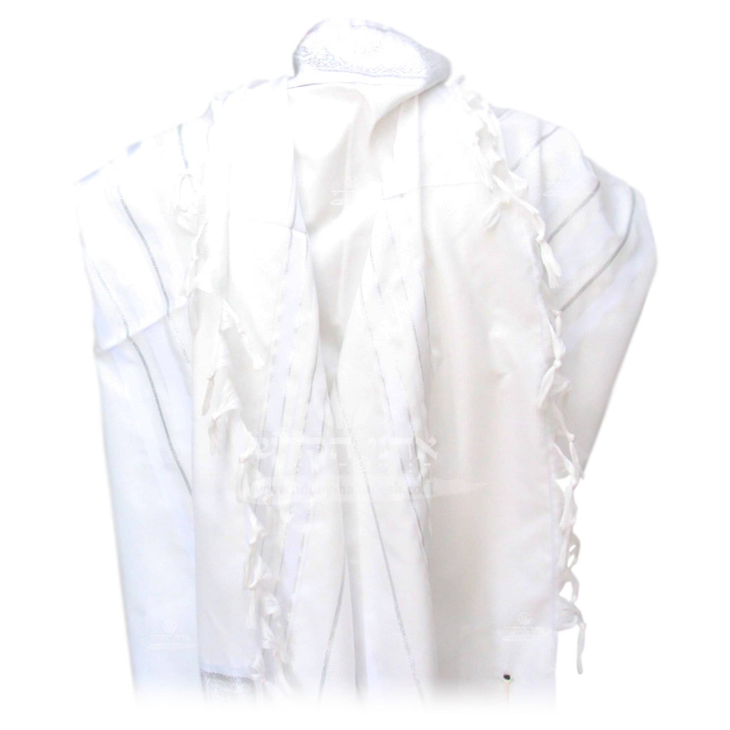 Tallit "Mofet" Chatanim (Grooms) - White Silver