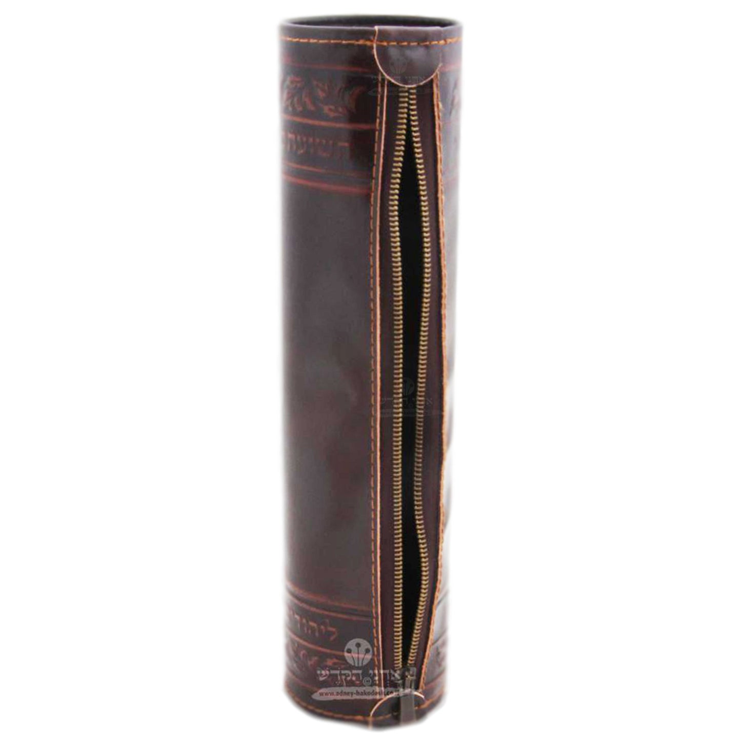 Brown genuine leather flexible megillah case