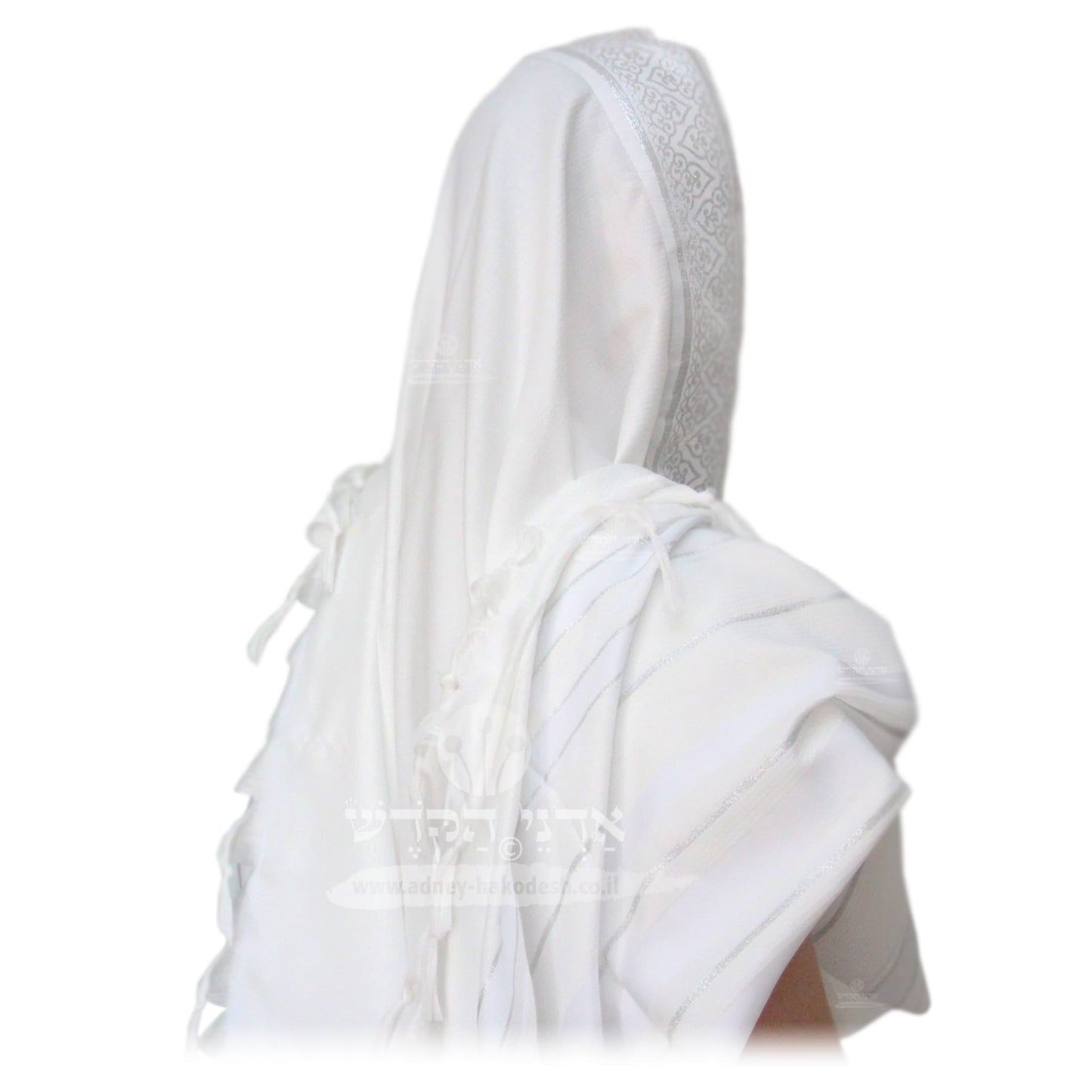 Tallit "Mofet" Chatanim (Grooms) - White Silver