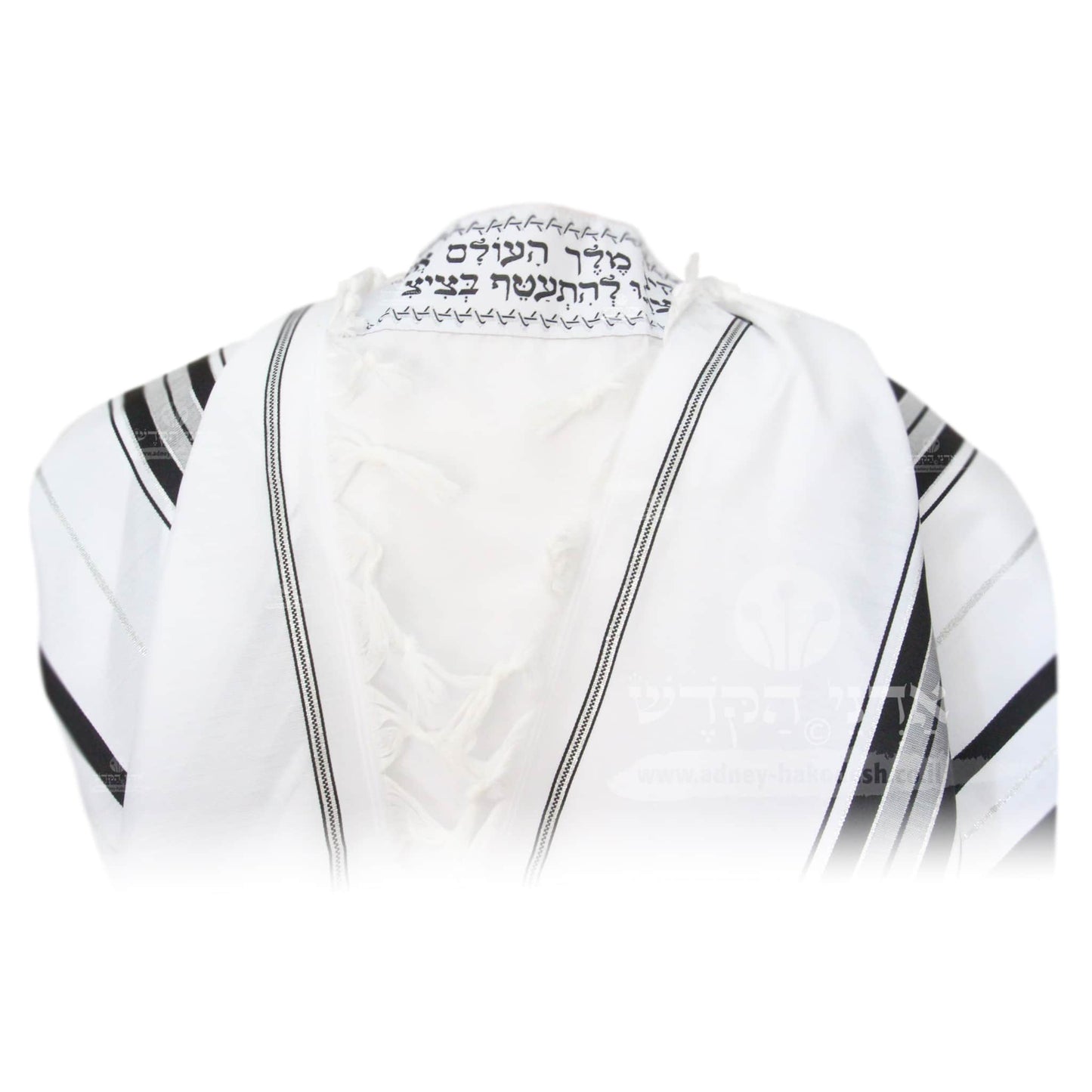 Tallit "Acrylic" - White Silver, Black Silver