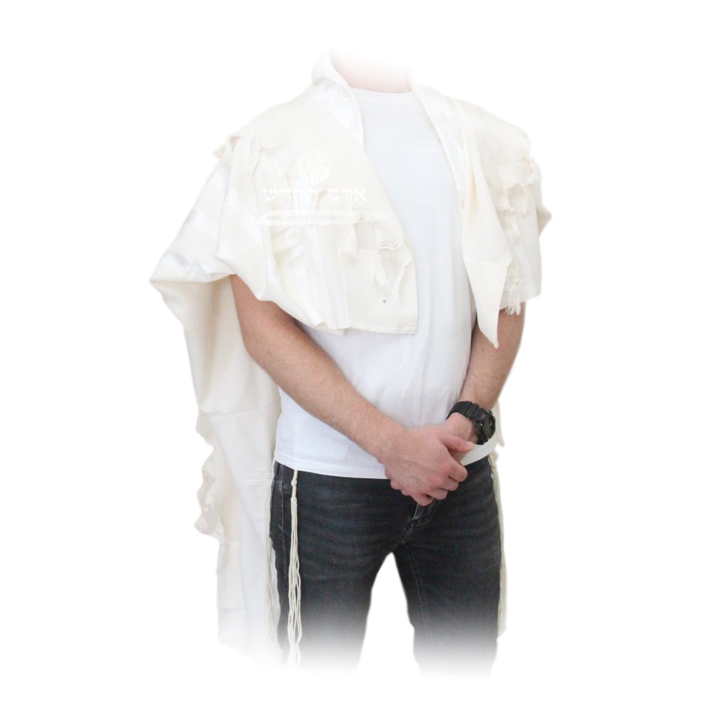 Tallit "Pe'er Kal" - White, Black